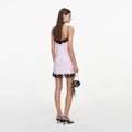 Pink Satin Contrast Lace Mini Dress