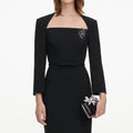 Black Tailored Brooch Midi Dress