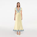 Yellow Viscose Lace Midi Dress