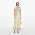 Yellow Viscose Lace Midi Dress