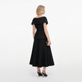 Black Tinsel Boucle Brooch Midi Dress