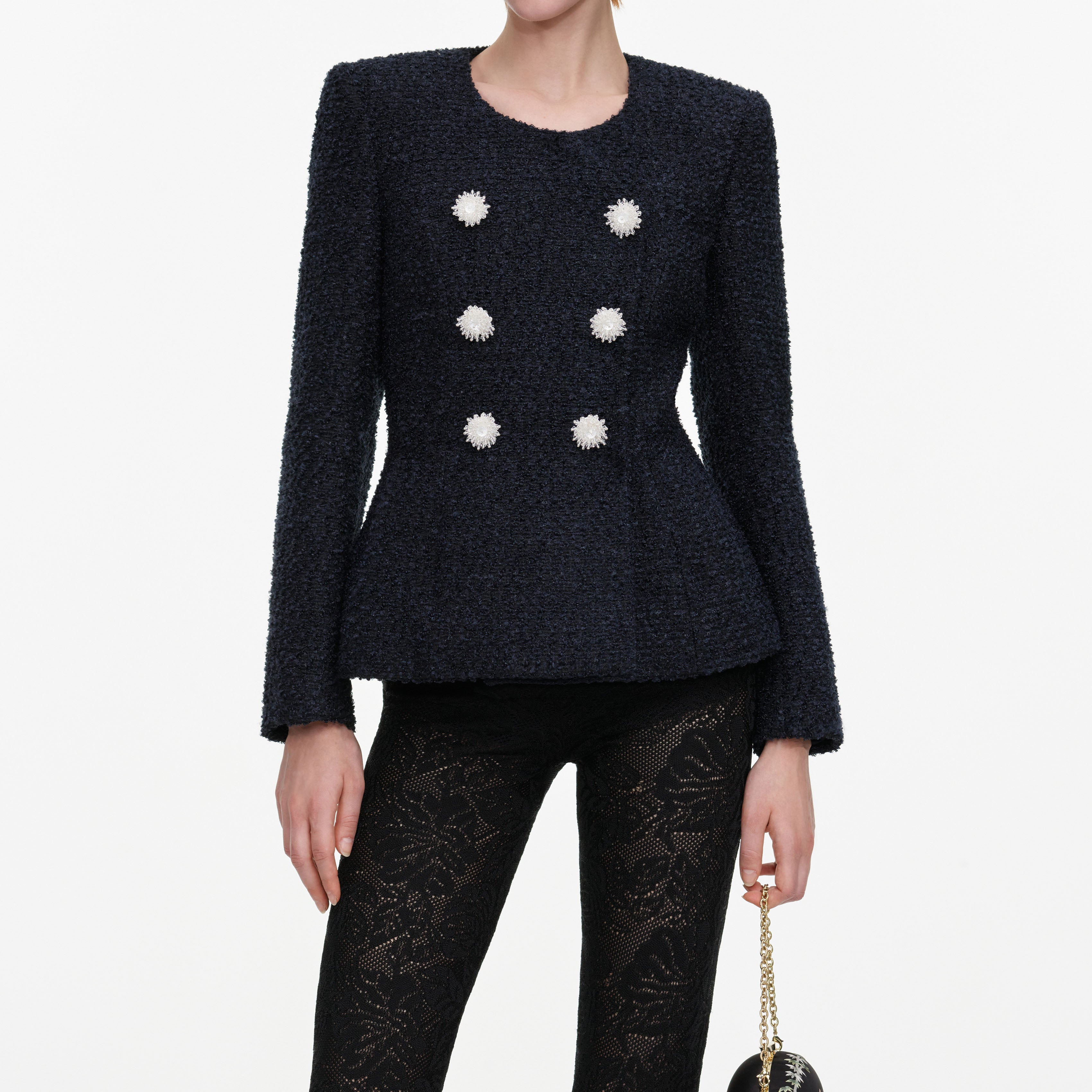 Navy Boucle Jacket