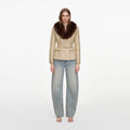 Gold Sequin Boucle Fur Collar Jacket