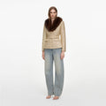 Gold Sequin Boucle Fur Collar Jacket