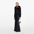 Black Tailored Fur Collar Maxi Dress