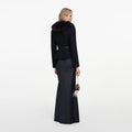 Black Tailored Fur Collar Maxi Dress