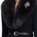 Black Tailored Fur Collar Maxi Dress