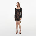 Black Sequin Lace Mini Dress