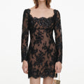 Black Sequin Lace Mini Dress