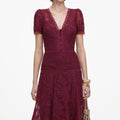 Burgundy Lace Midi Dress