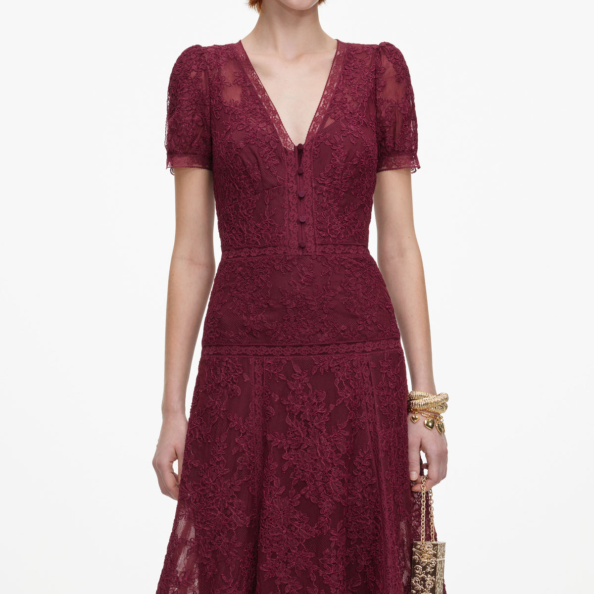 Burgundy Lace Midi Dress