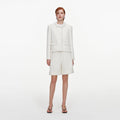 Cream Sequin Boucle Pearl Trim Jacket