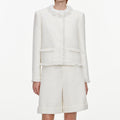 Cream Sequin Boucle Pearl Trim Jacket