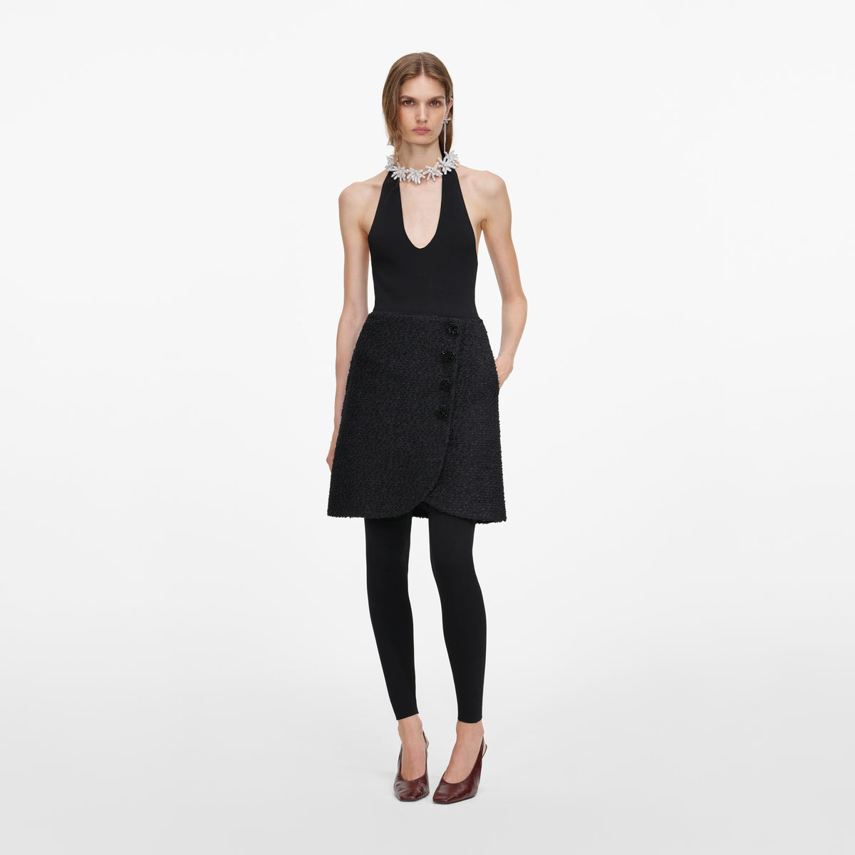 Black Boucle Mini Skirt