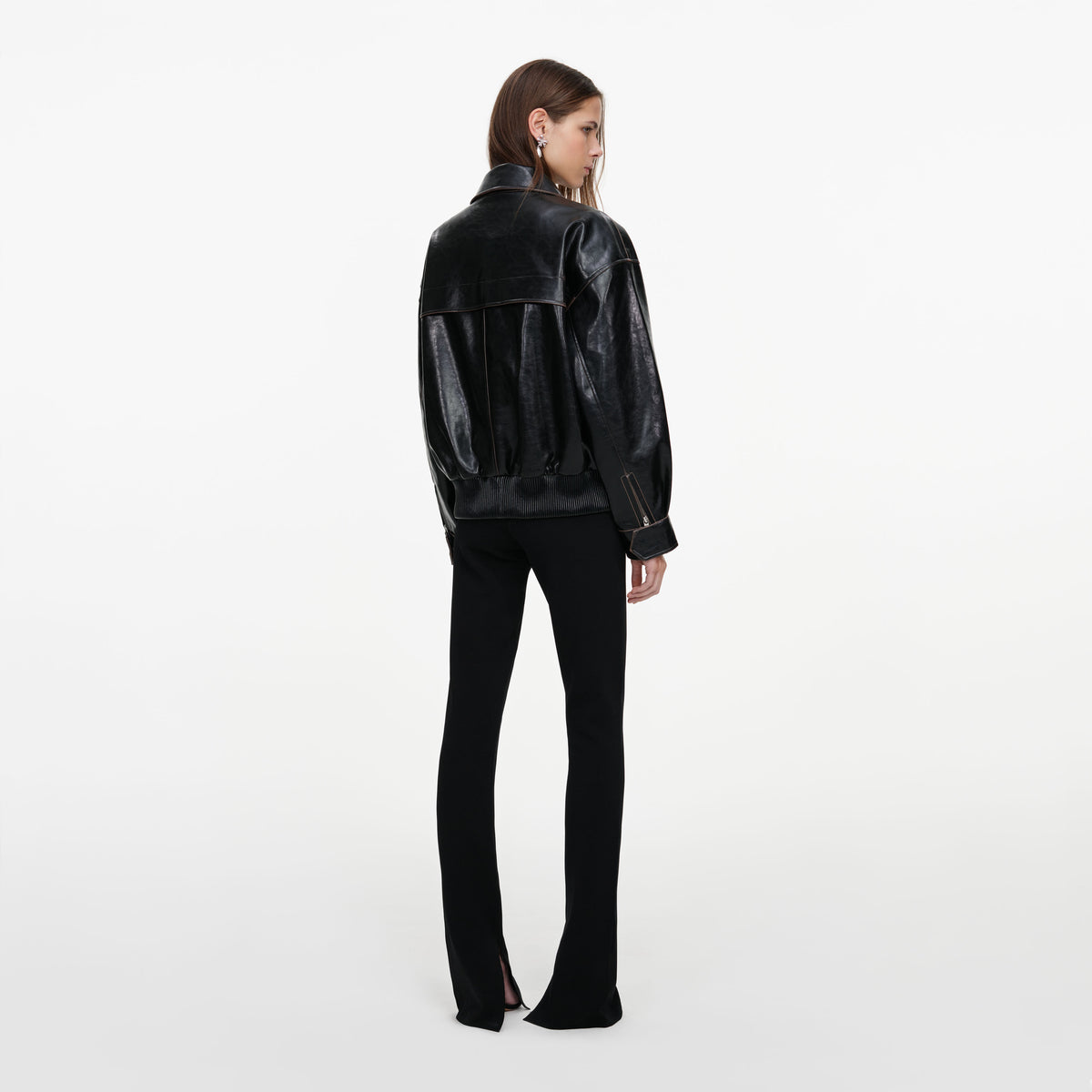 Black Oversized Faux Leather Jacket