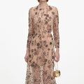 Beige Sequin Embellished Midi Dress