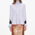 Lilac Viscose Contrast Lace Blouse