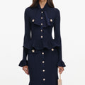 Navy Peplum Knit Midi Dress