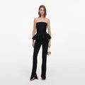 Black Metallic Frill Peplum Knit Top