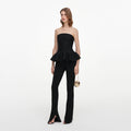 Black Metallic Frill Peplum Knit Top