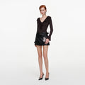 Brown Ruffle Knit Bodysuit