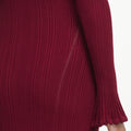 Burgundy Ruffle Knit Midi Dress