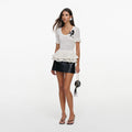 Cream Pointelle Peplum Knit Top