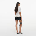 Cream Pointelle Peplum Knit Top