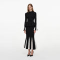 Black Lace Insert Knit Midi Dress