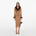 Gold Fur Collar Knit Midi Dress