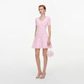 Pink Textured Fringe Knit Mini Dress