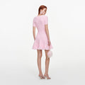 Pink Textured Fringe Knit Mini Dress