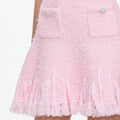 Pink Textured Fringe Knit Mini Dress