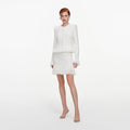 White Fringe Knit Mini Skirt