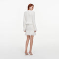 White Fringe Knit Mini Skirt