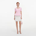 Pink Textured Fringe Knit Top