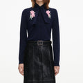 Navy Sequin Embellished Knit Cardigan