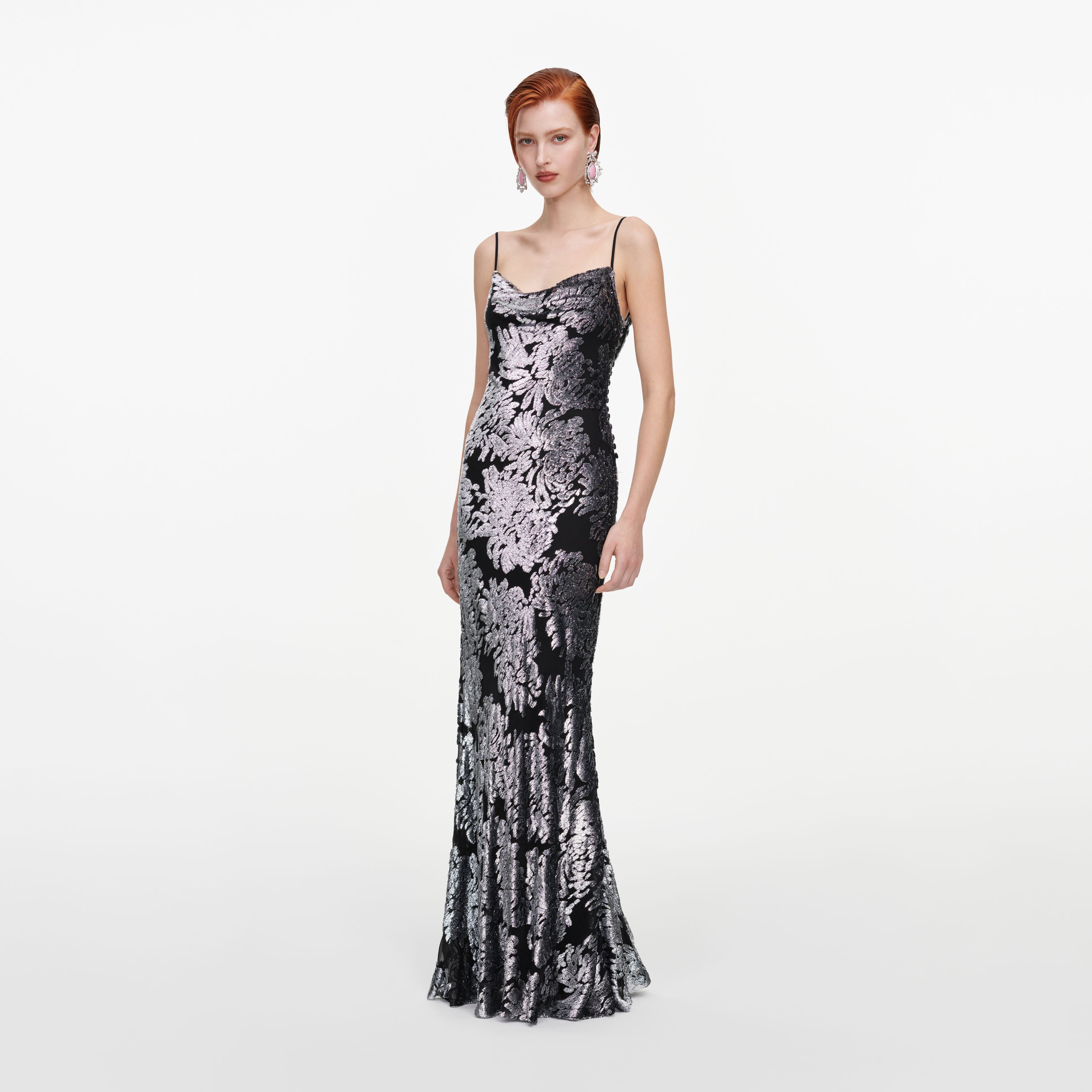 Silver Fil Coupe Maxi Dress