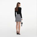 Black And White Textured Knit Mini Skirt