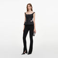 Black Structured Bardot Top