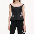 Black Structured Bardot Top
