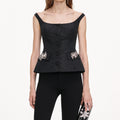 Black Structured Bardot Top