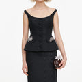Black Structured Bardot Maxi Dress
