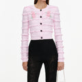 Pink Flower Pointelle Knit Cardigan