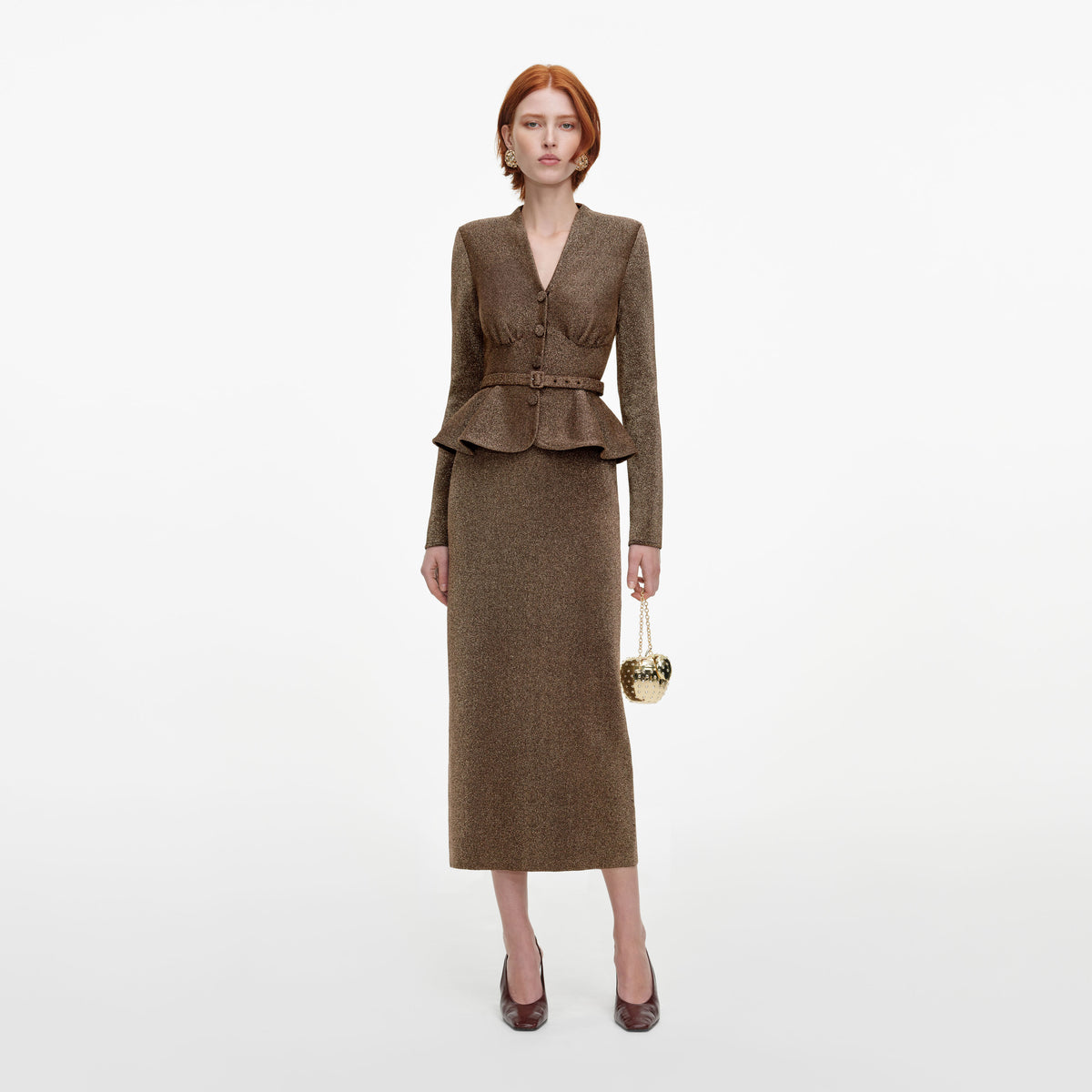 Bronze Tailored Knit Midi Dress