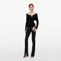 Black Brooch Chenille Knit Top