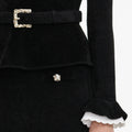 Black Chenille Peplum Knit Midi Dress