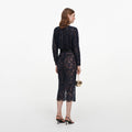 Navy Lace Button Midi Dress