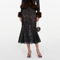 Grey Lace Midi Skirt