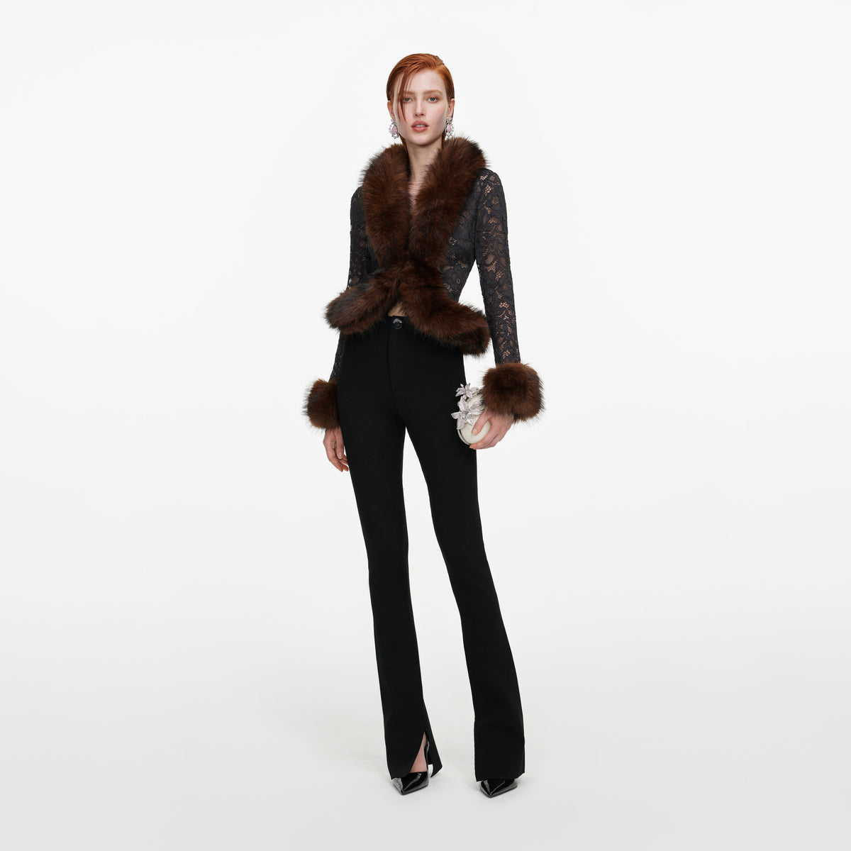 Black Flared Knit Trousers